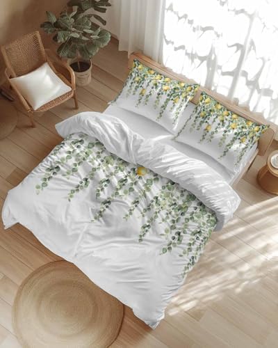 ZOE GARDEN Eucalyptus Lemon Queen Duvet Cover Set