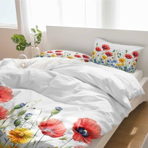 3 Piece Bedding Set with Wild Flower Design
