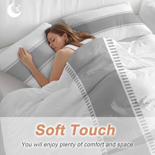 Sabolny Pure Grey Bedding Duvet Cover Set 3 Piece
