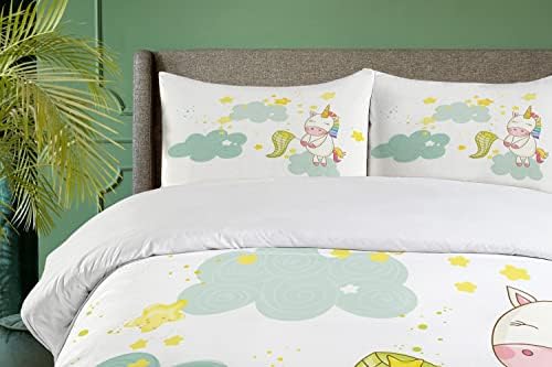 Ambesonne Unicorn Duvet Cover Set - 3 Piece Yellow Green