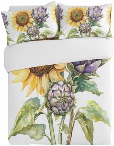 3 Piece Bedding Set with Gradient Purple Bud Design