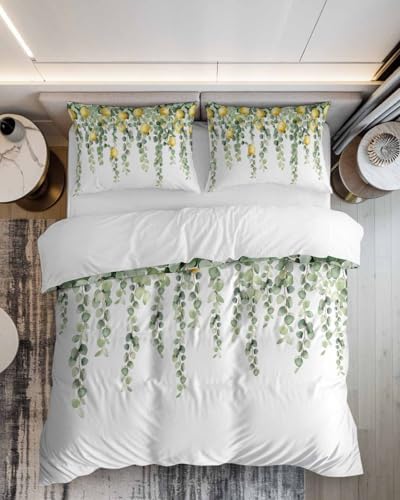 ZOE GARDEN Eucalyptus Lemon Queen Duvet Cover Set