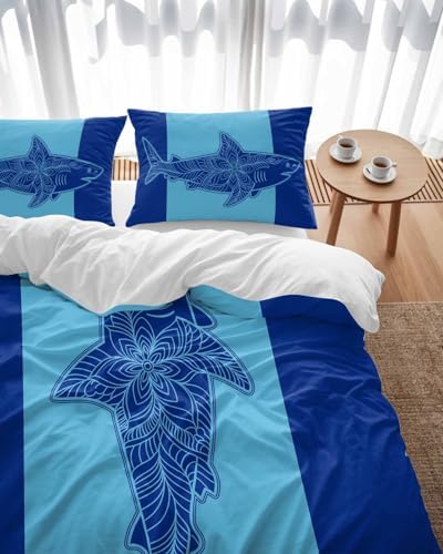 ZOE GARDEN Shark Mandalas Duvet Cover Set 3 Piece Full Size