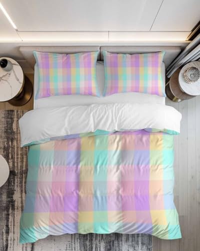 ZOE GARDEN Pink Blue Bed Duvet Cover Queen Set