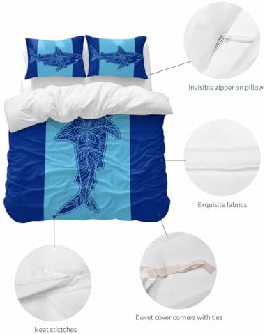 ZOE GARDEN Shark Mandalas Duvet Cover Set 3 Piece Full Size