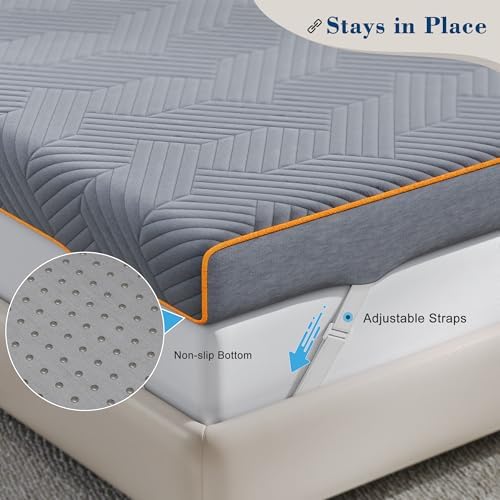 EnHomee 3 Inch Full Mattress Topper with Cooling Gel and Washable Cover