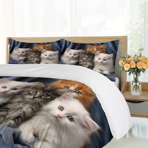 Cute Cats Duvet Cover Set California King Size