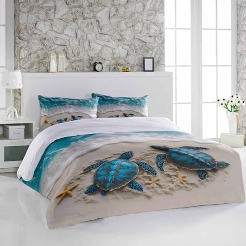 Alandar Home 3 Piece Bedding Set Turquoise Ocean Scene
