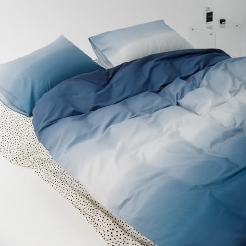 Blue Kids Duvet Cover Set Queen 100 Cotton with Cartoon Pattern