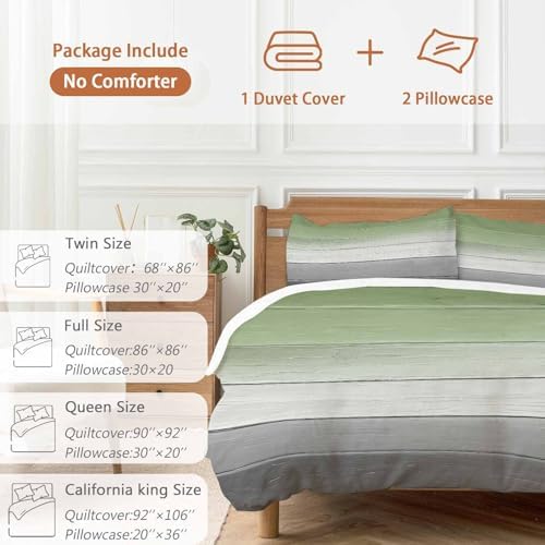 Sabolny Sage Green Duvet Cover Set with Throw Pillowcases