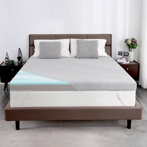 Vipbear 4 Inch Extra Firm Mattress Topper with Cooling Gel and Bamboo Charcoal