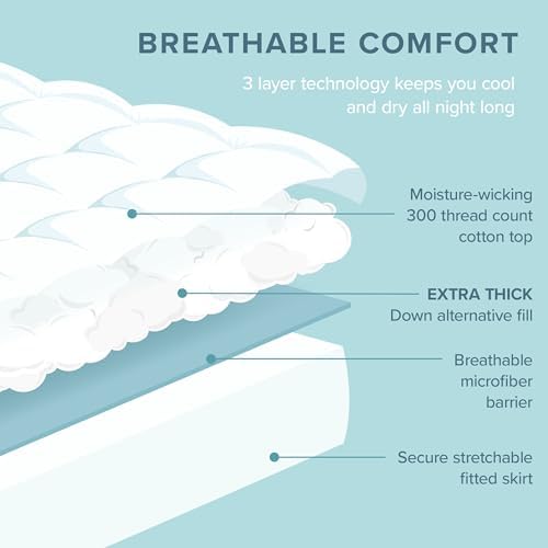 Bare Home Queen Mattress Toppers Cotton Plush Pad 1