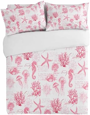 Alandar Home 3 Piece Ocean Pink Starfish Bedding Set