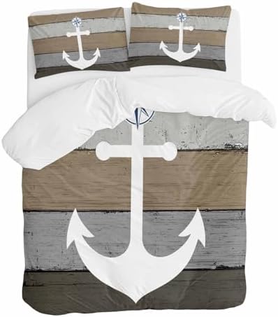 Sabolny Anchor Brown Duvet Cover Set 3 Piece with Throw Pillowcases