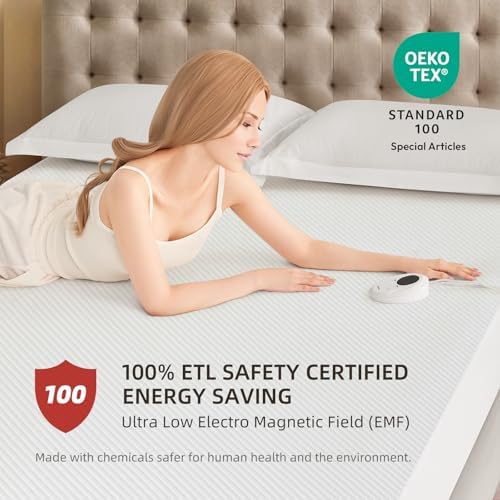Bwarm Waterproof Heated Mattress Pad with 9 Heat Settings and Memory Function