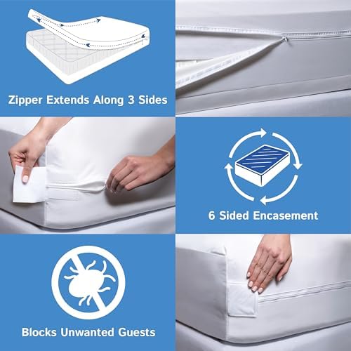 Four Seasons Essentials Twin Mattress Encasement 5-8 Deep Waterproof Zippered Protector