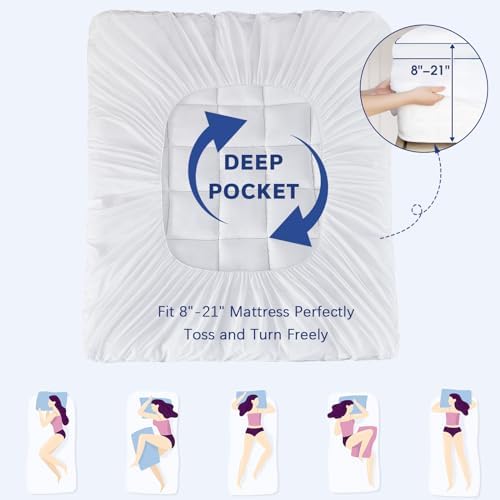 CYMULA King Mattress Topper - Cooling Thick Plush Breathable