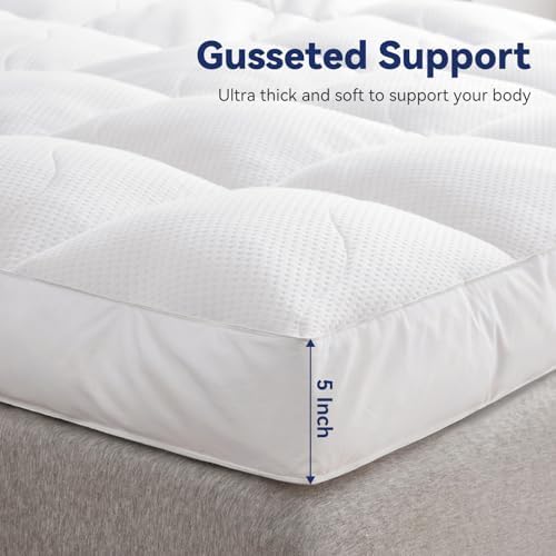 LeWinBedding Dual Layer Goose Feather Mattress Topper Queen Size
