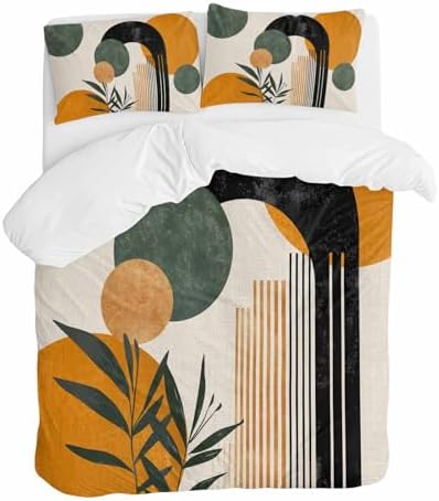 Sabolny Boho Orange Queen Duvet Cover Set