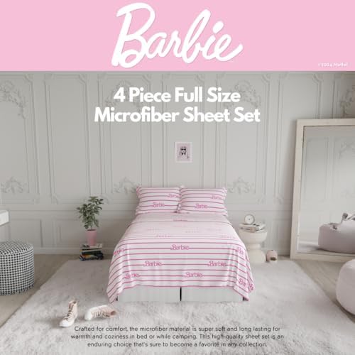 Franco Collectibles Barbie Logo 4-Piece Full Sheet Set