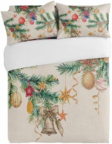 Alandar Home Duvet Cover Set with Christmas Balls and Pine Branches