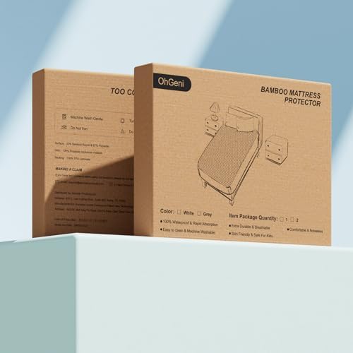 OhGeni Waterproof Mattress Protector Queen Size Gray