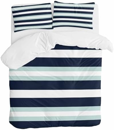 Sabolny Navy Blue Turquoise Duvet Cover Set 3 Piece