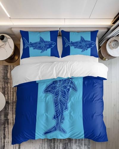 ZOE GARDEN Shark Mandalas Duvet Cover Set 3 Piece Full Size