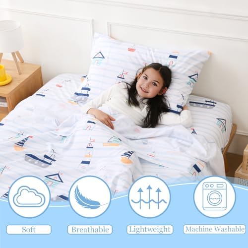 CIMVI Kids Twin Sheet Set with Boat Design