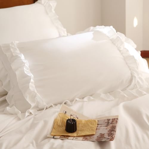 White Ruffle Duvet Cover Set 3Pcs King Size 100 Microfiber