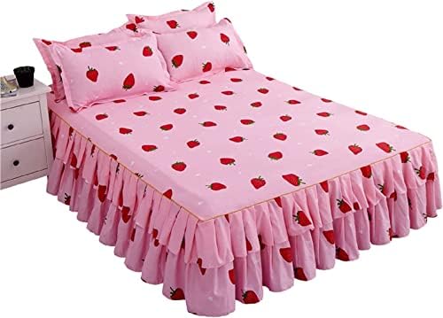 Feelyou Cute Strawberry Bed Sheet Set for Girls Queen