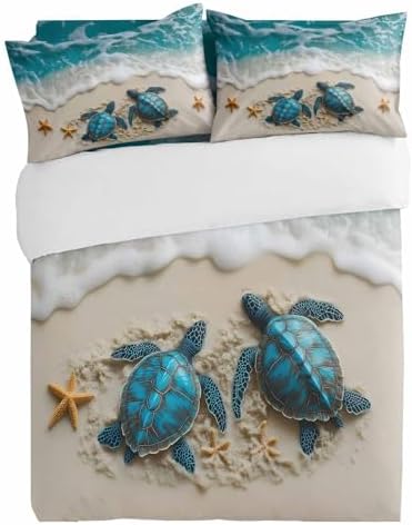 Alandar Home 3 Piece Bedding Set Turquoise Ocean Scene