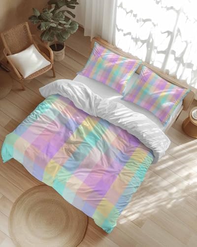 ZOE GARDEN Pink Blue Bed Duvet Cover Queen Set