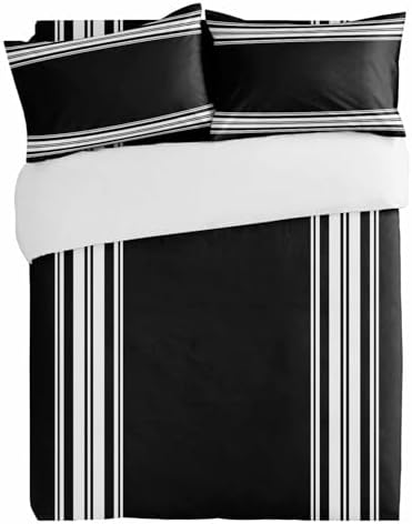 Alandar Home 3 Piece Bedding Set Black and White Stripes