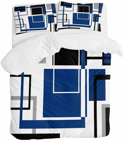 Sabolny Blue Queen Duvet Cover Set with Throw Pillowcases