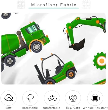 EDGZKO Green Tractor Kids Twin Sheet Set