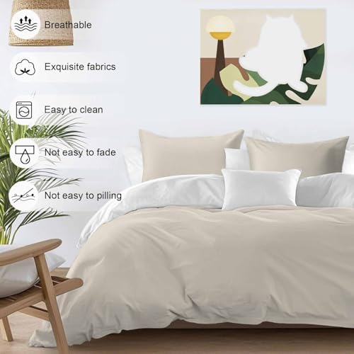 Sabolny Ivory White Queen Duvet Cover Set 3 Piece