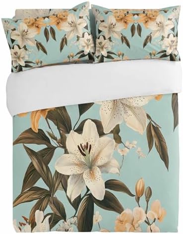Alandar Home 3 Piece Farmhouse Floral Duvet Cover Set