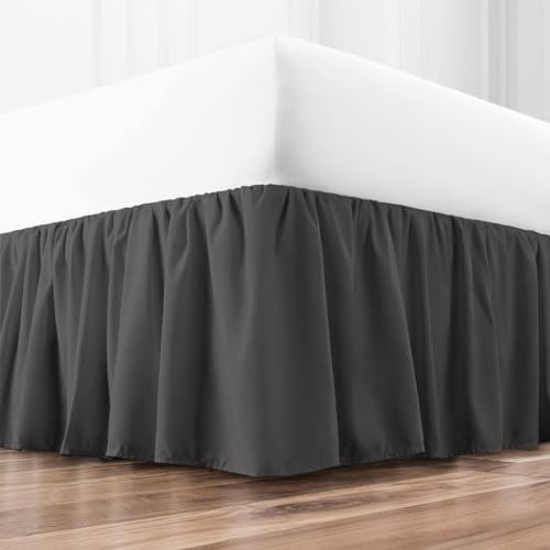 3 Sided Split Corner Dust Ruffled Bedskirt in Grey