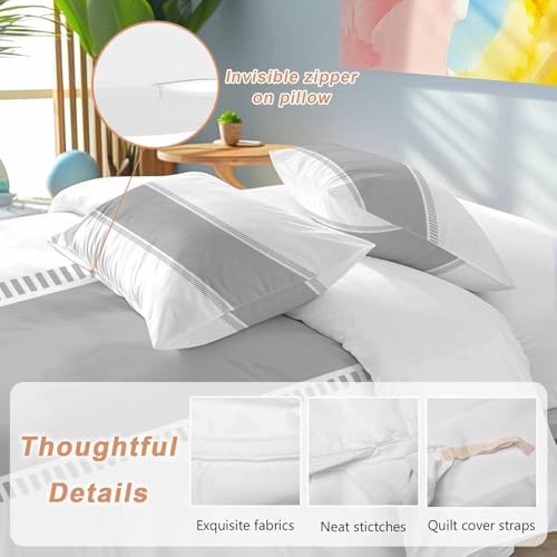 Sabolny Pure Grey Bedding Duvet Cover Set 3 Piece