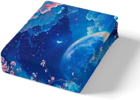 Cherry Blossoms Fitted Sheet Set Full Size with 2 Pillowcases