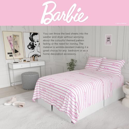 Franco Collectibles Barbie Logo 4-Piece Full Sheet Set