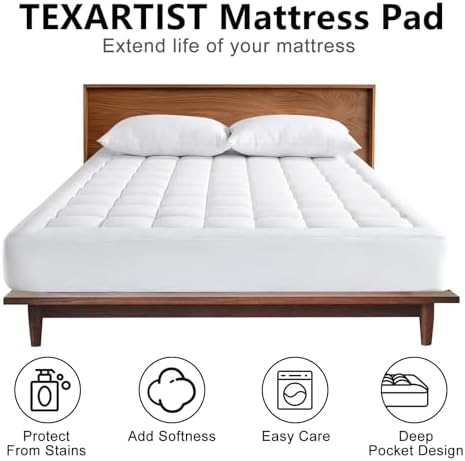 TEXARTIST Mattress Pad Quilted Fitted Cover with 8-21 Inch Deep Pocket