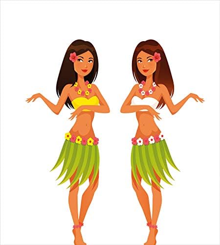 Ambesonne Hula Girl Duvet Cover Set Tropical 2 Dancers 3 Piece Cal King