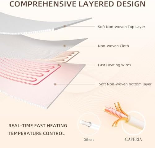 Caperia Heated Mattress Pad Queen Size 9 Heat Settings Dual Control