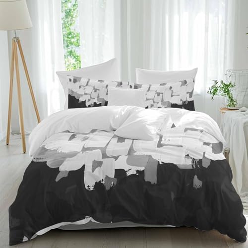 Sabolny Black White Queen Duvet Cover Set 3 Piece