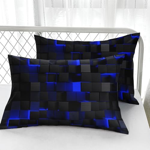 Geometric Blue Black Duvet Cover Set Twin 3PCS