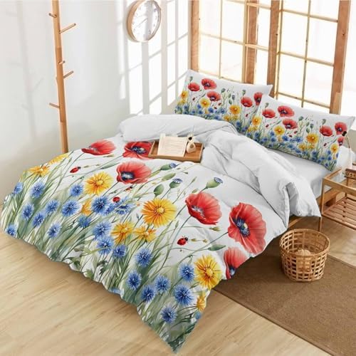 3 Piece Bedding Set with Wild Flower Design