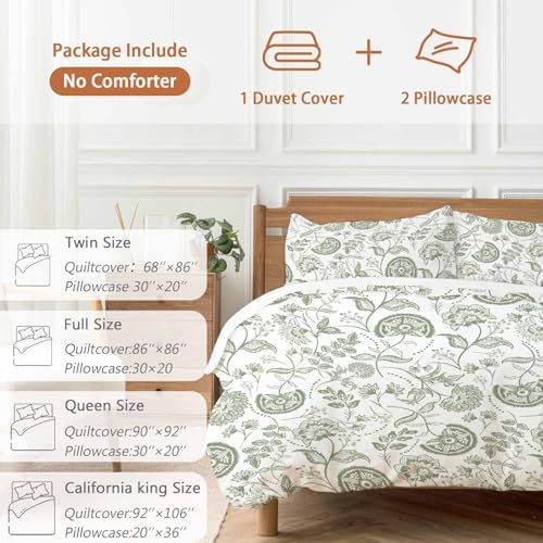 Sabolny Boho Sage Green Duvet Cover Set