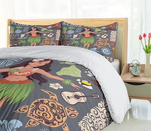 Ambesonne Tribal Hibiscus Duvet Cover Set 3 Piece California King